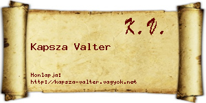 Kapsza Valter névjegykártya